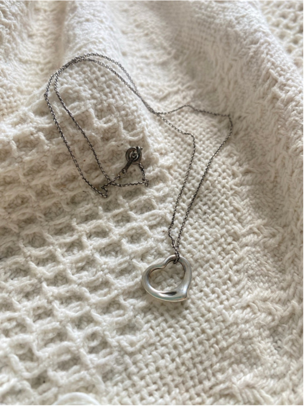 Tiffany & Co. Classic Silver Open Heart Necklace – Elsa Peretti Style